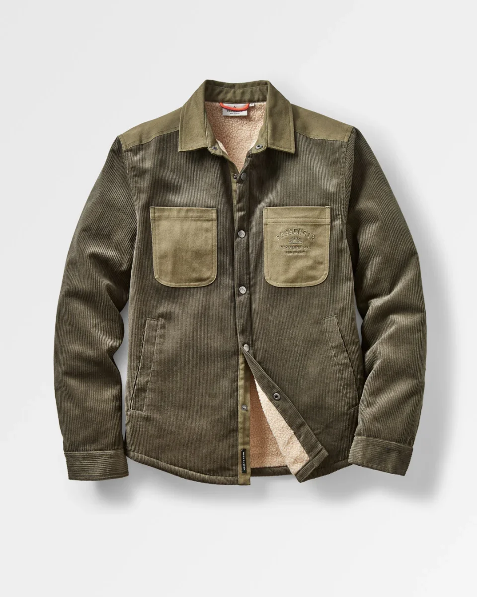 Surchemise en velours côtelé doublée Sherpa Kodiak - Olive Poussiéreux – Image 7