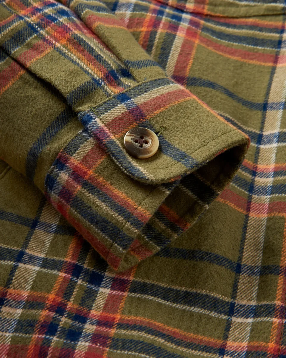 Chemise à Manches Longues en Coton Bio Stella - Carreaux Kaki – Image 6
