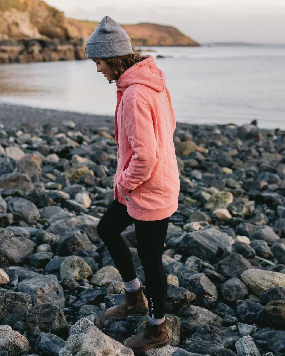Hoodie matelassé recyclé Clementine à boutons-pression - Rose coquillage – Image 6