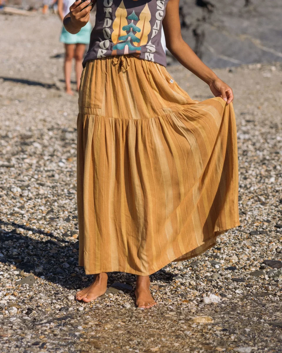 Jupe Maxi Tissée Zephyr - Rayures Jaune Épicéa