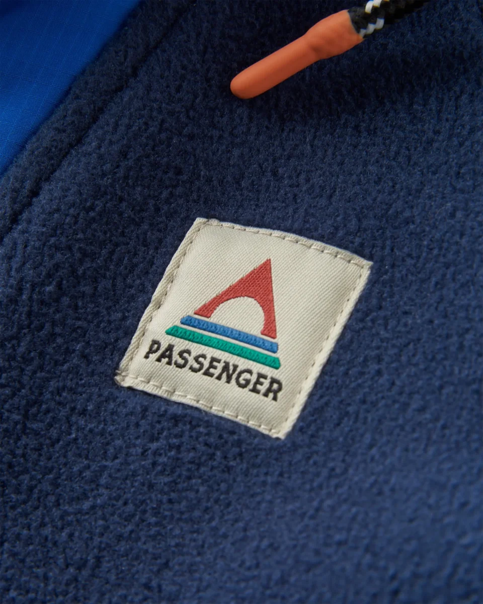 Hoodie Woodland 1/2 Zip en Polaire Recyclée - Bleu Marine/Rayé Gris – Image 3